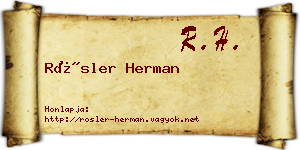 Rösler Herman névjegykártya